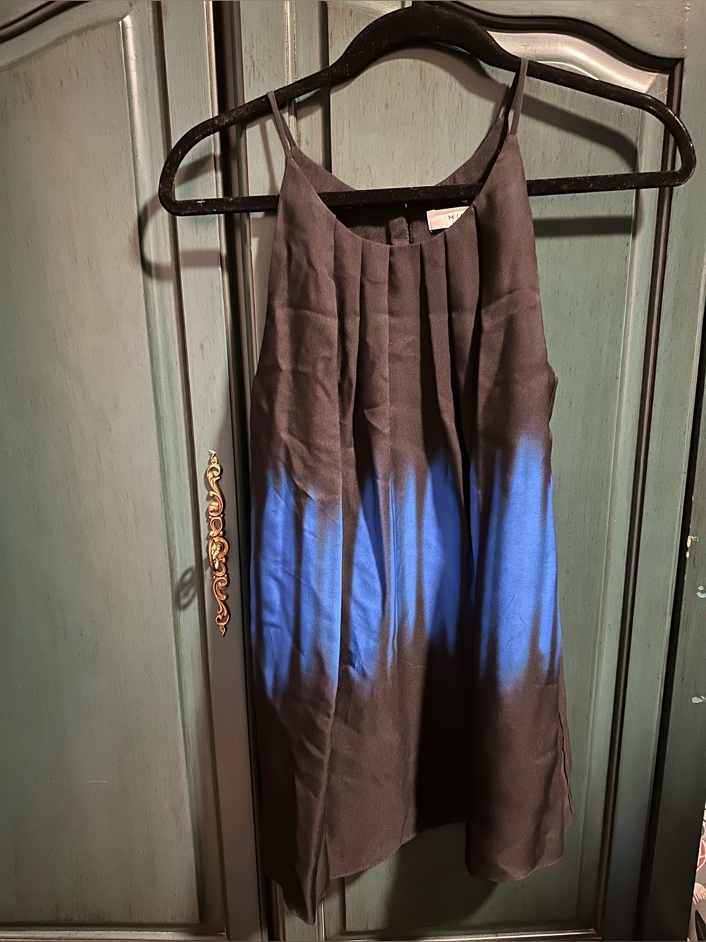 Milly Black and Blue Ombre tie dye look, flowing top, Sz 2, polyester